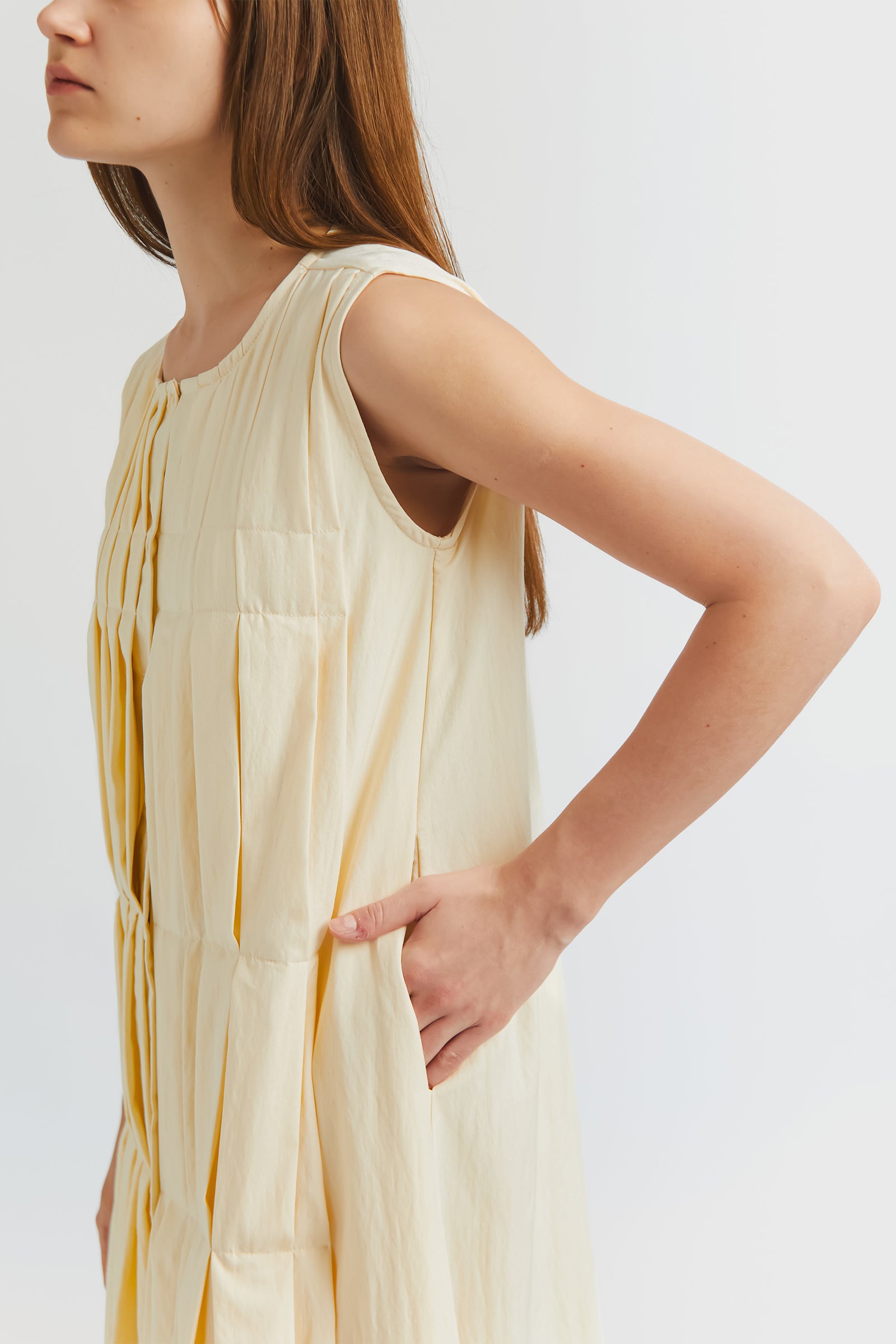 CLAIRE PLEATED DRESS SAND