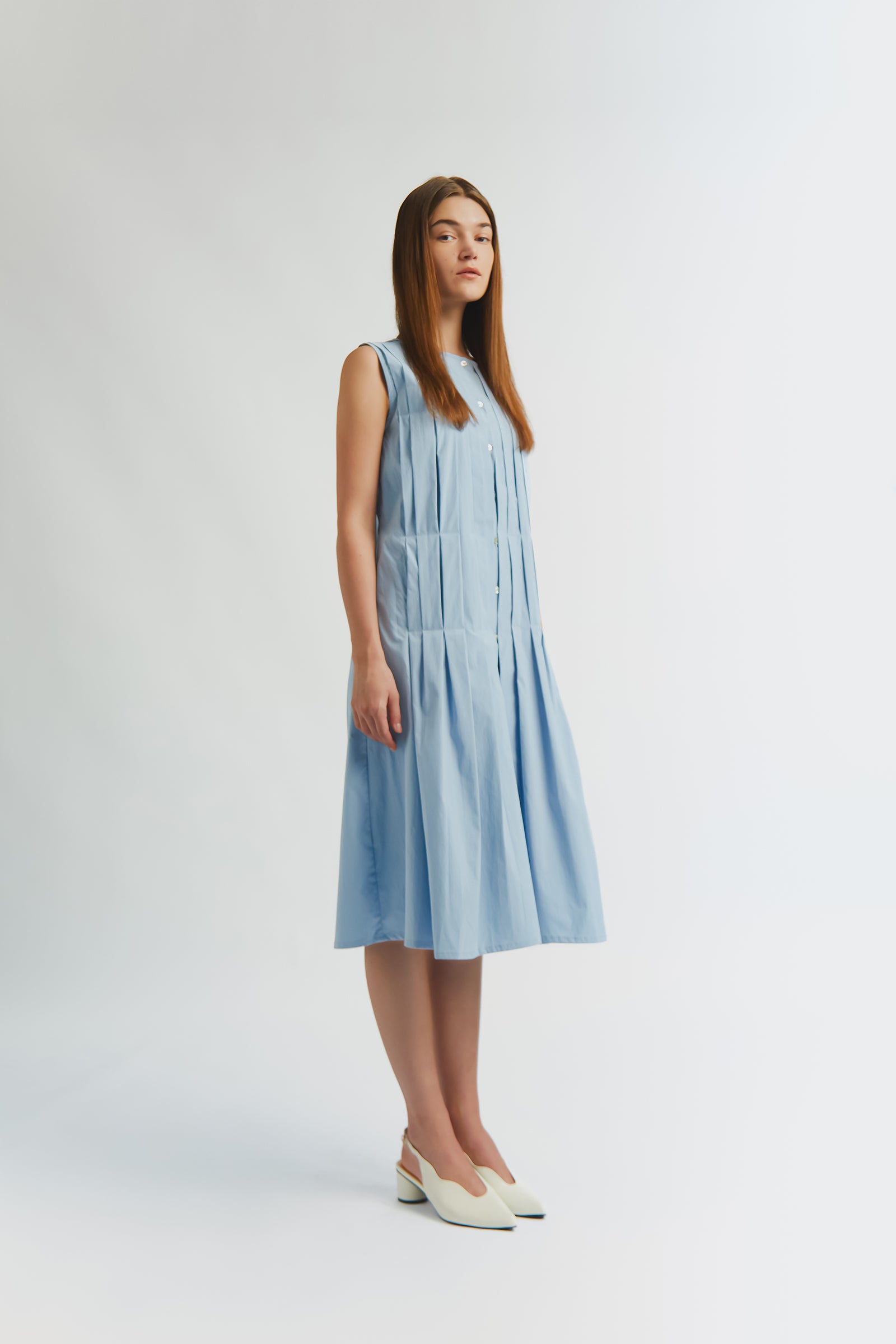 CLAIRE PLEATED DRESS SKYBLUE