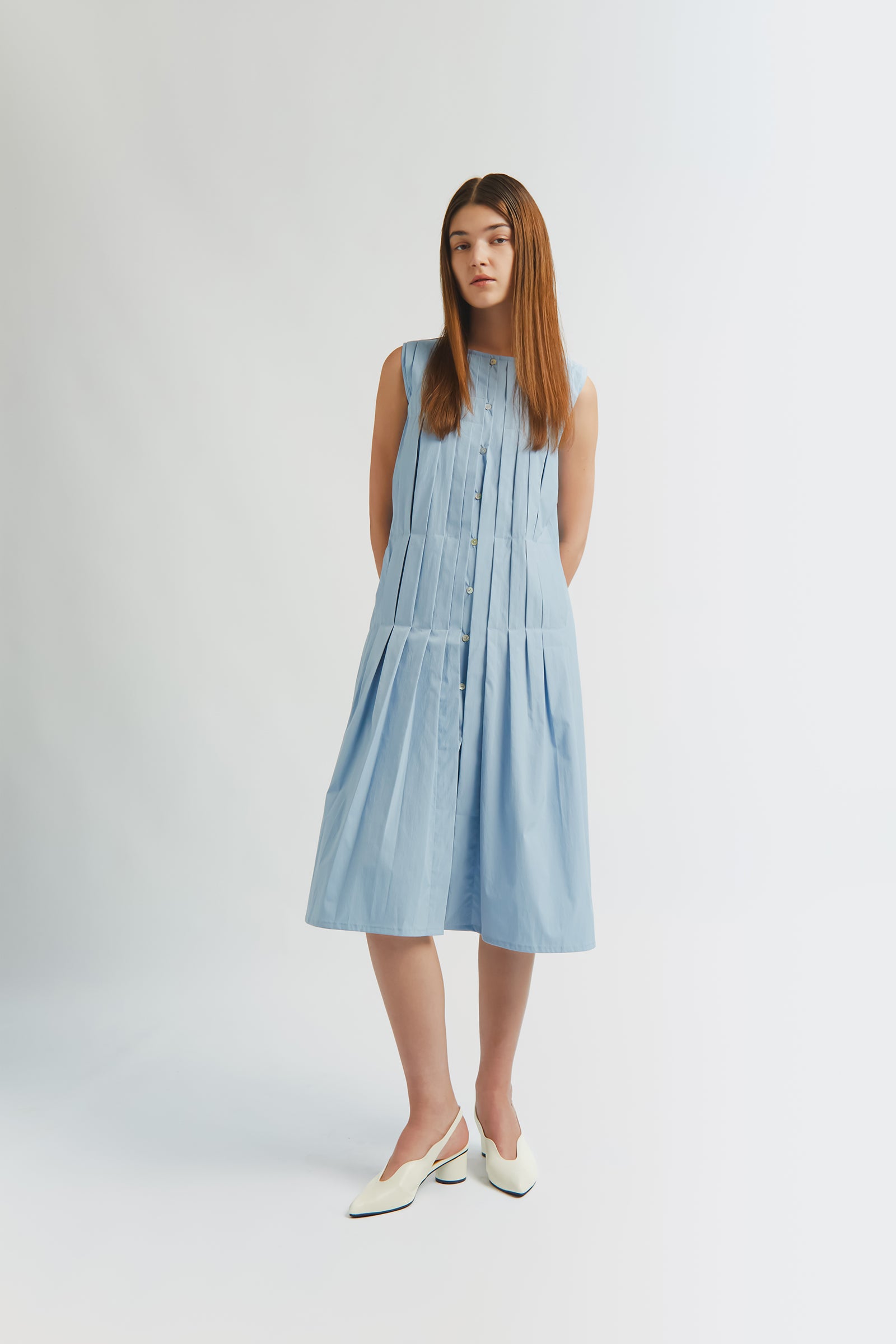 CLAIRE PLEATED DRESS SKYBLUE